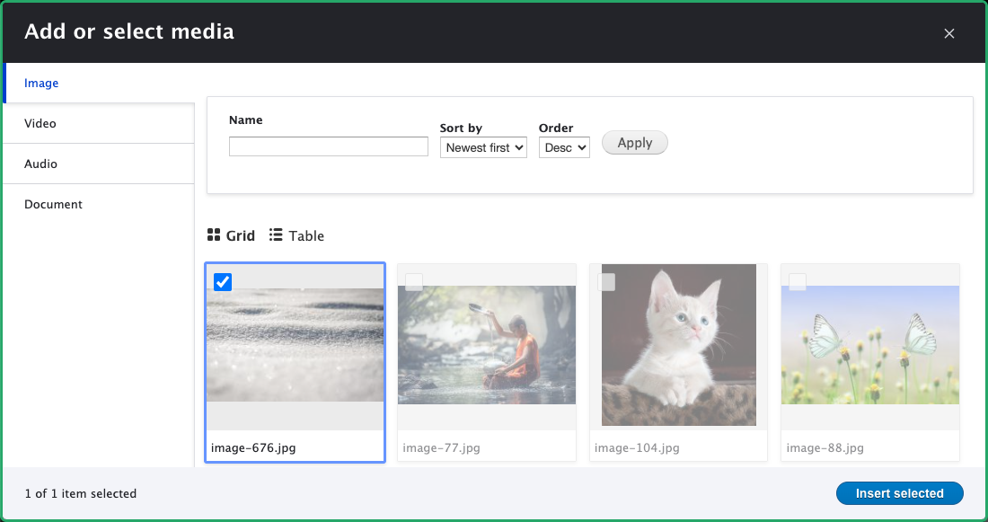 Browsing media using the media library.